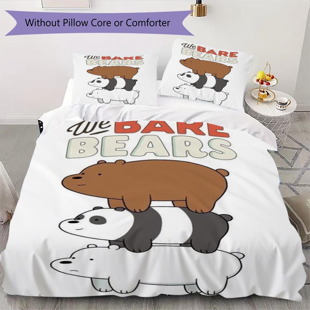 We Bare Bears Pattern Bedding uilt Set uilt Cover Pillowcase Home Decoration Birthday Gift (1 * duvet cover + 2 * pillowcase without core)244
