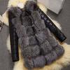 2022 Fashion Winter Women Imitation Fox Fur Coat PU Leather Long Sleeve Jacket Keep Warm Outwear Lady