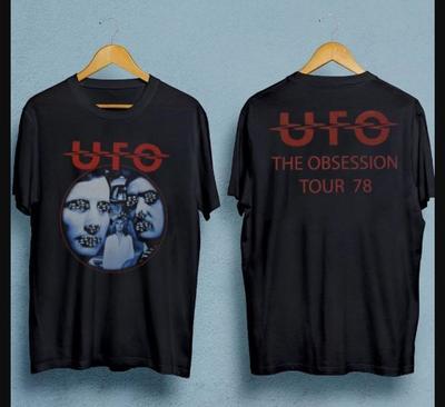 Винтажная футболка для мужчин UFO The Obsession Tour Черная Унисекс Все Размеры Унисекс Футболка