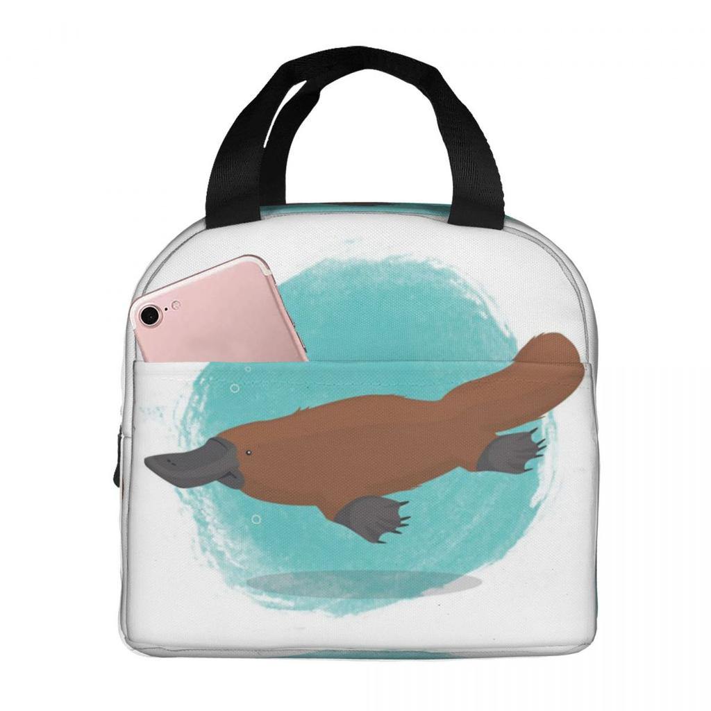 Cartoon Cute Platypus Print Insulated Lunch Bag for Women Kids Leakproof Food Boxes Thermal Lunch Box Tote