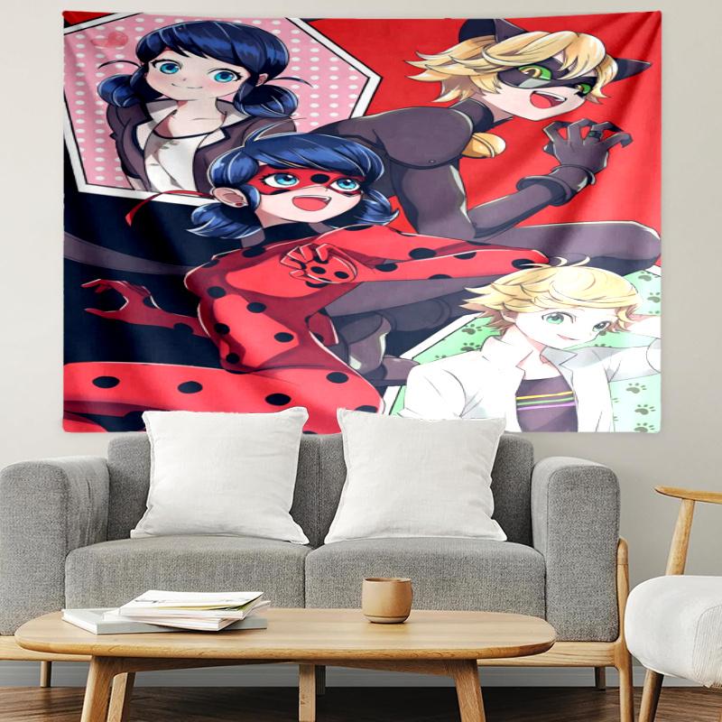 Ladybug Tapestry, Wall Hanging Tapestry, Pattern Tapestry for Dorm Bedroom Living Room Wall Art Photography Backdrop