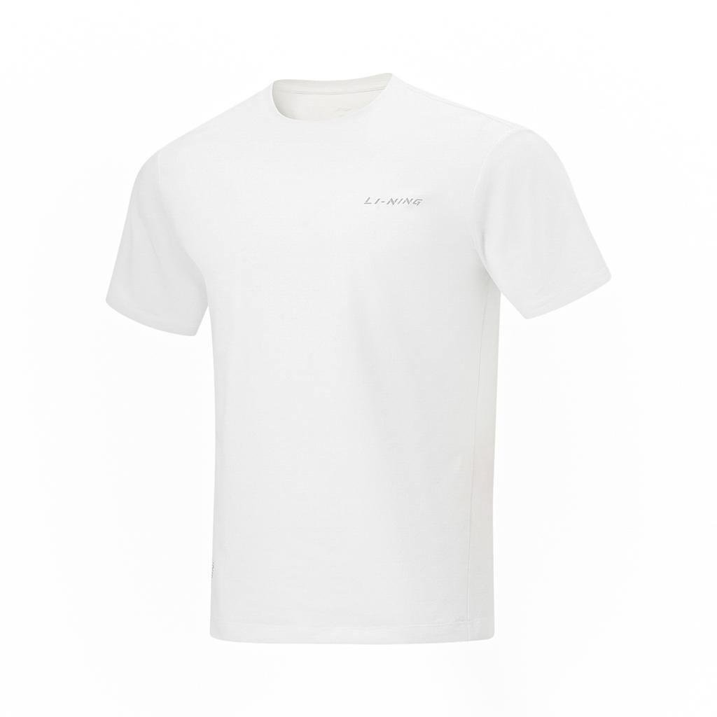 Li Ning Cool Tea T Быстросохнущий повседневный спортивный топ с круглым вырезом, футболка с коротким рукавом, мужские топы, стандартный белый цвет ATSU641-1