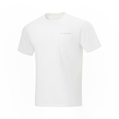 Li Ning Cool Tea T Быстросохнущий повседневный спортивный топ с круглым вырезом, футболка с коротким рукавом, мужские топы, стандартный белый цвет ATSU641-1
