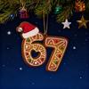 Christmas Ornament Acrylic Gingerbread Number 67 Pendant with Hat Festive Xmas Tree Decoration Holiday Gift