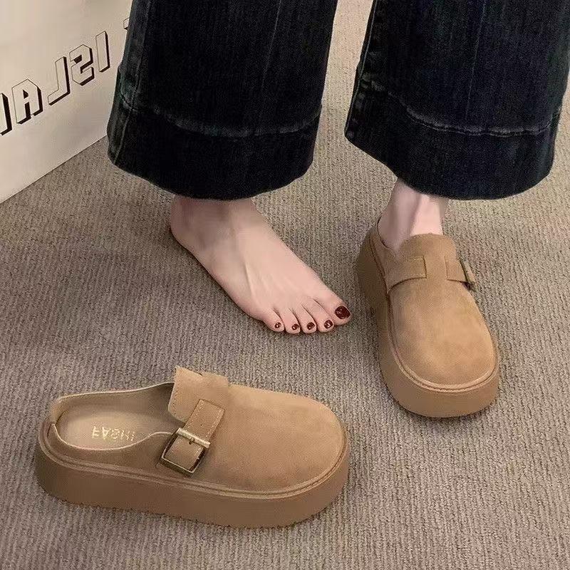 Ретро толстоподошвенные полутапочки Birkenstock, новые весенние уличные туфли Birkenstock для увеличения роста