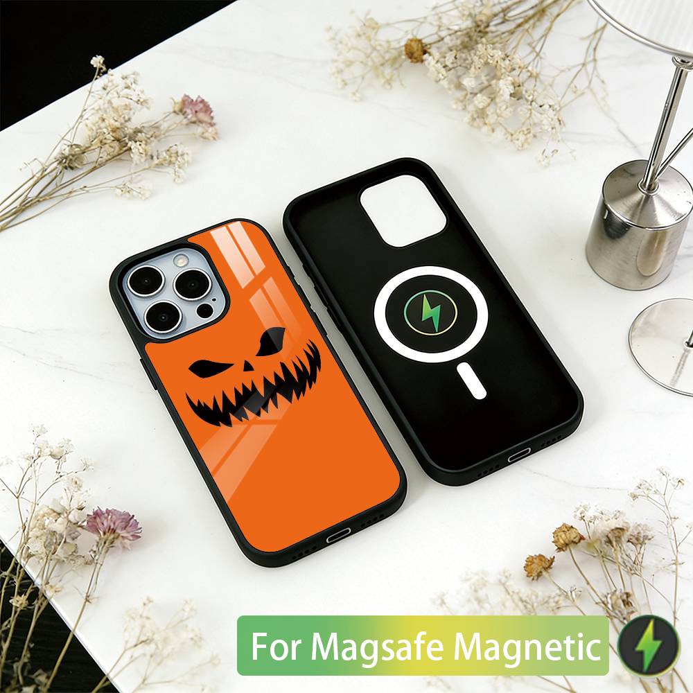 Чехол для телефона с головой тыквы на Хэллоуин для iPhone 17, 16, 15, 14, 13, 12, 11 Plus, Pro, магнитный с беспроводной зарядкой Magsafe