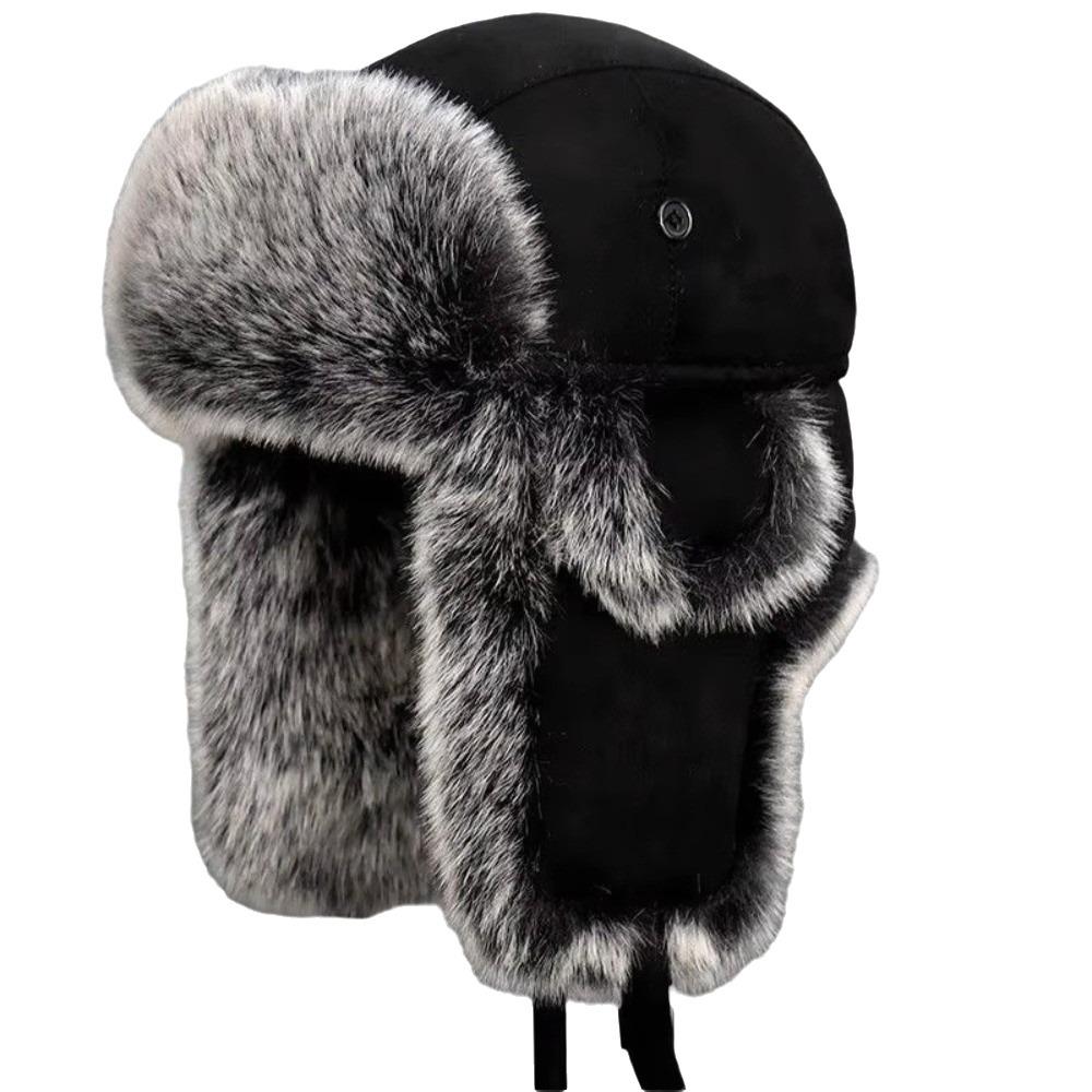 Imitation Fur Ear Protection Hat Thick Windproof Ski Hat Breathable Men Lei Feng Hat Skiing