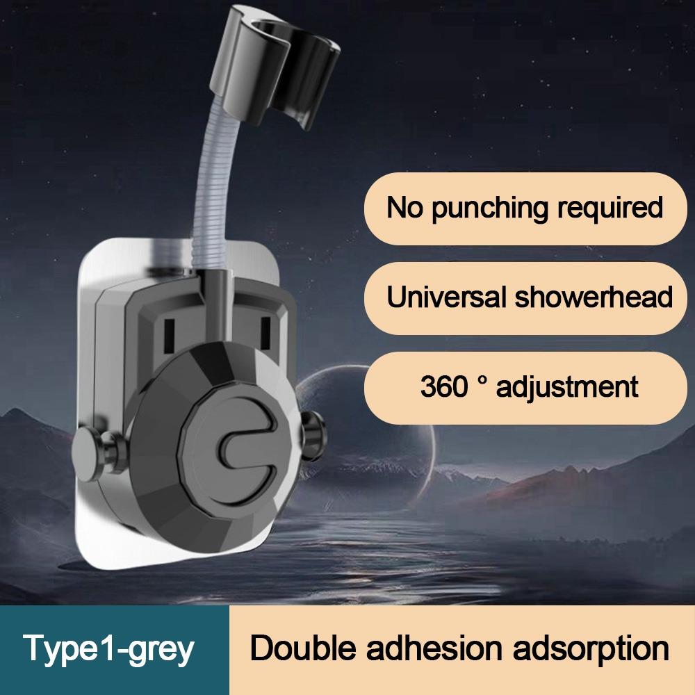 Self-Adhesive Shower Head Holder with Hooks Handheld Sprayer Support  Bathroom Accessories