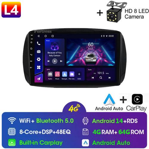 2Din Android 12 для Mercedes Smart 453 Fortwo 2014 - 2020 Автомагнитола Мультимедиа Плеер 1280*720 Экран Carplay Автомобильное Радио 2Din DVD