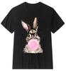 Trendy 2026 Animal Graphic Tee Rabbit Blowing Pink Bubblegum with Glasses Unisex