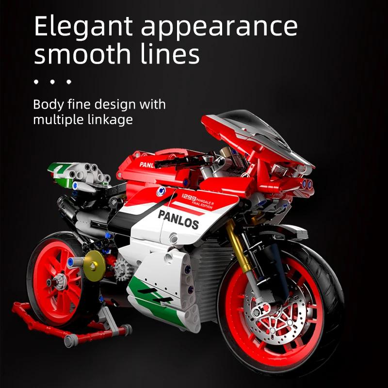 MOC City Technical Super Motorcycle Racing Motorbike Model Building Block DIY Locomotive Brick Toys for Children Boys Gifts