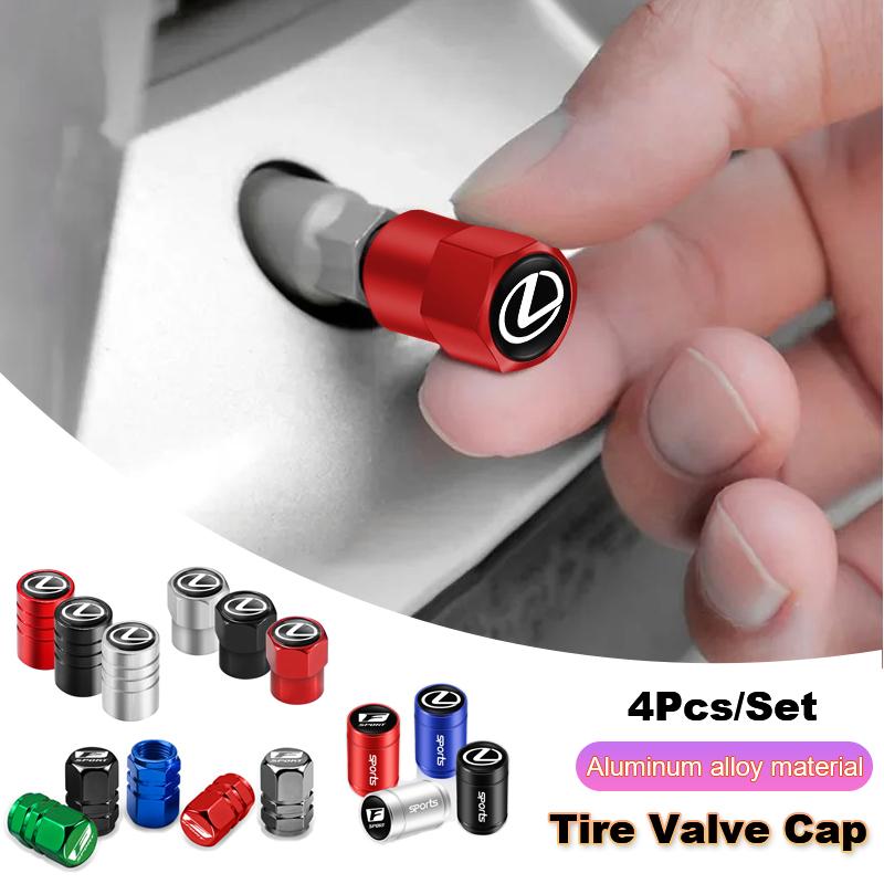 4Pcs Car Tire Valve Cap Emblem Metal Cap Case Accessories For Lexus Fsport GS GX IS LS LX CT LC RC LBX NX RX 350h 450h UX 300e AFR1