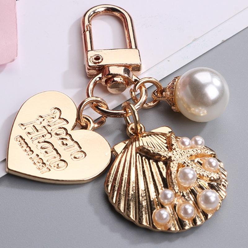 1 шт. брелок для женщин и девочек, корейская мода, жемчужный брелок для ключей, сумка, подвески, золотой брелок, брелок для ключей, милое сердечко, аксессуары для ключей