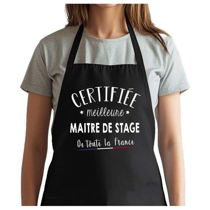 Tablier de cuisine - Maître de stage - Noir - Coton épais - Impression bretonne