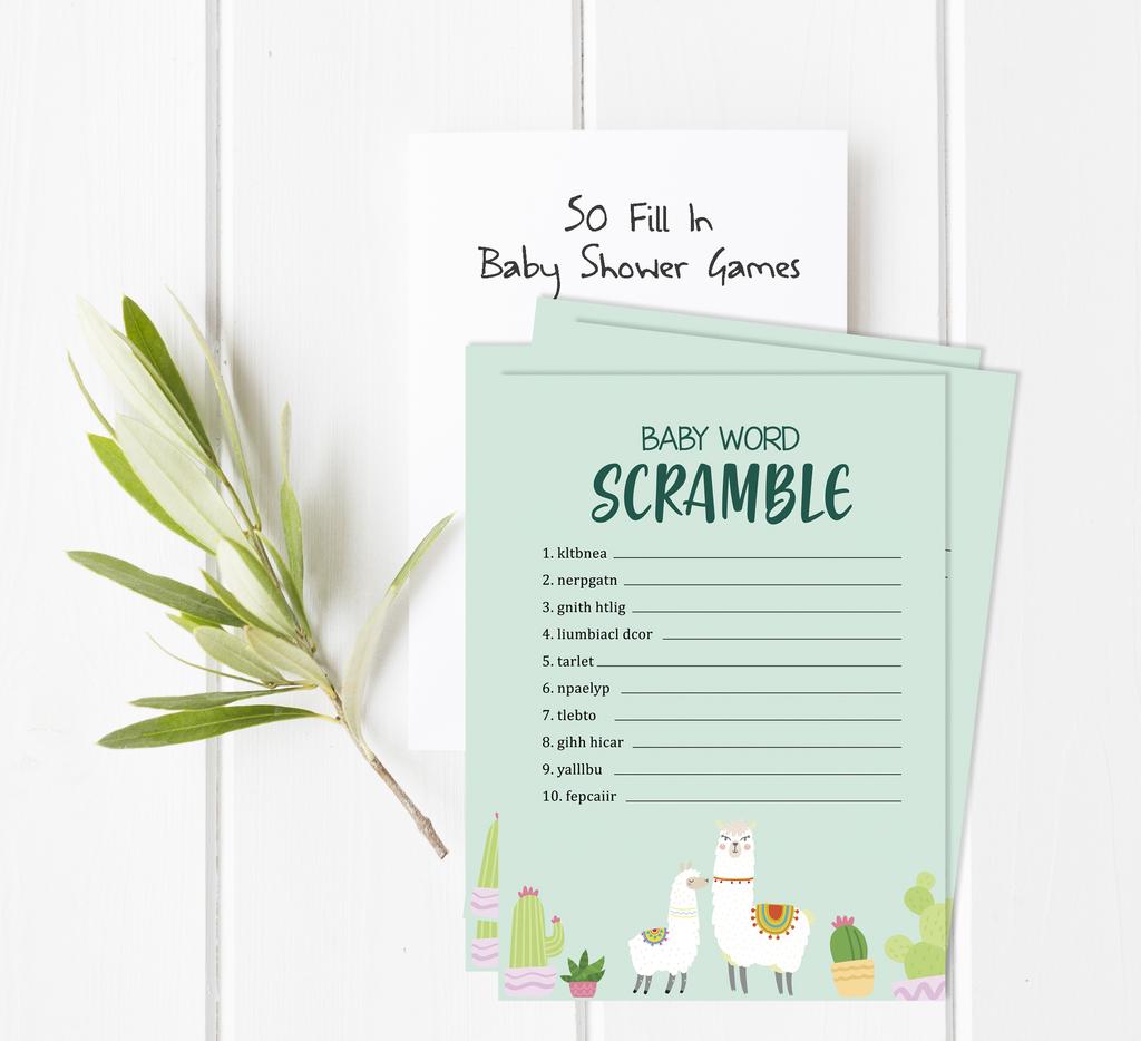 Inkdotpot Игровой набор для вечеринки по случаю рождения ребенка из 50 игр BabyA AlphabetA ABCA с ламой и нейтральной гендерной вечеринкой