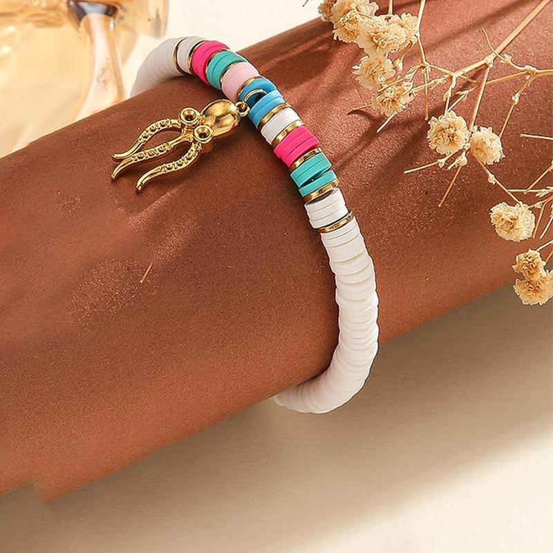 Atoztide Fashion Ocean Series Polymer Clay Necklace Bracelet Jewelry Set for Women Stainless Steel Shell Conch Pendant Set Gift