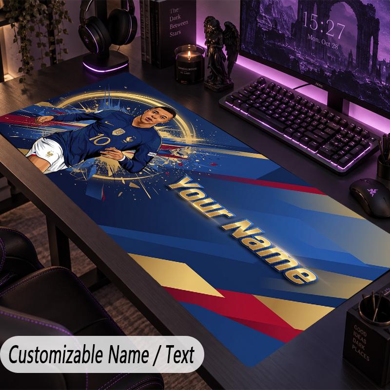 Large Mouse PadKylian Mbappe Custom Name Text Personalized Desk Mat Non Slip Gaming Pad