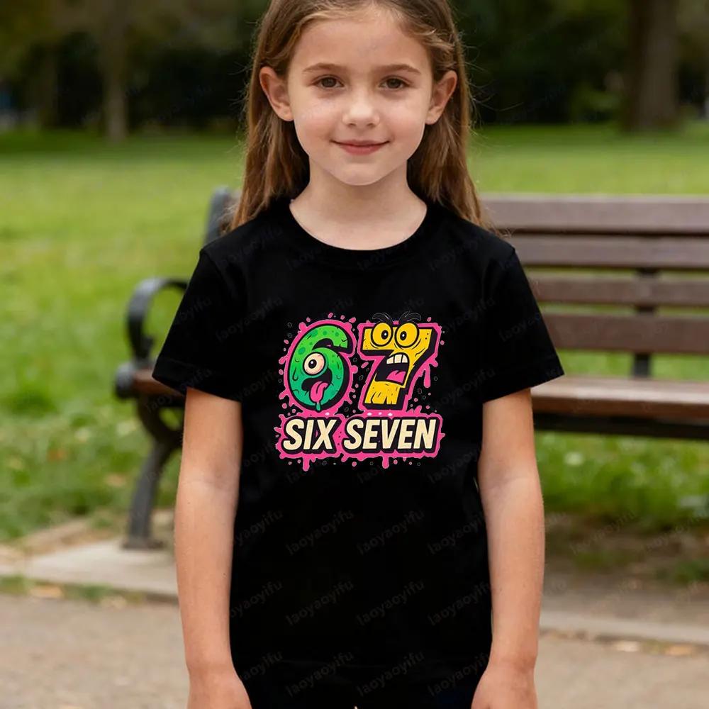 67 Meme Funny Childrens TShirt Six Seven Comic Style Christmas Shirt Creative Design Boys Girls Fashion Xmas Casual Top