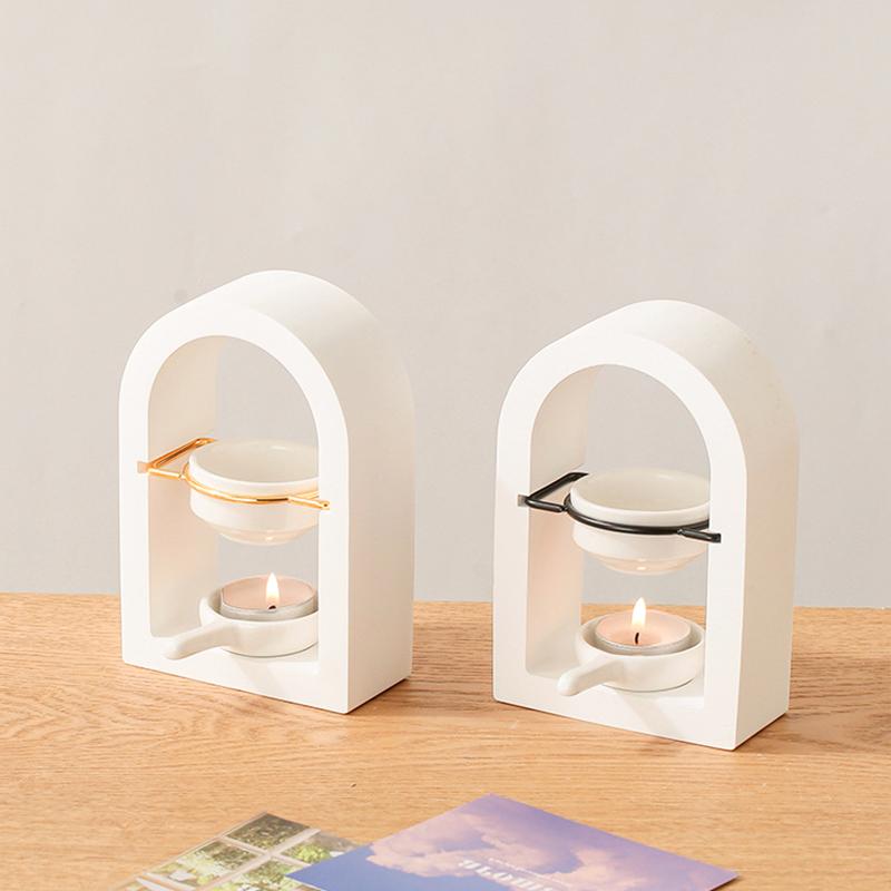 1 шт. Рамка Декоративная арка Прочный гипс Гладкий горелка Современная ароматерапия Многоцелевая свечная лампа Теплоэффективная