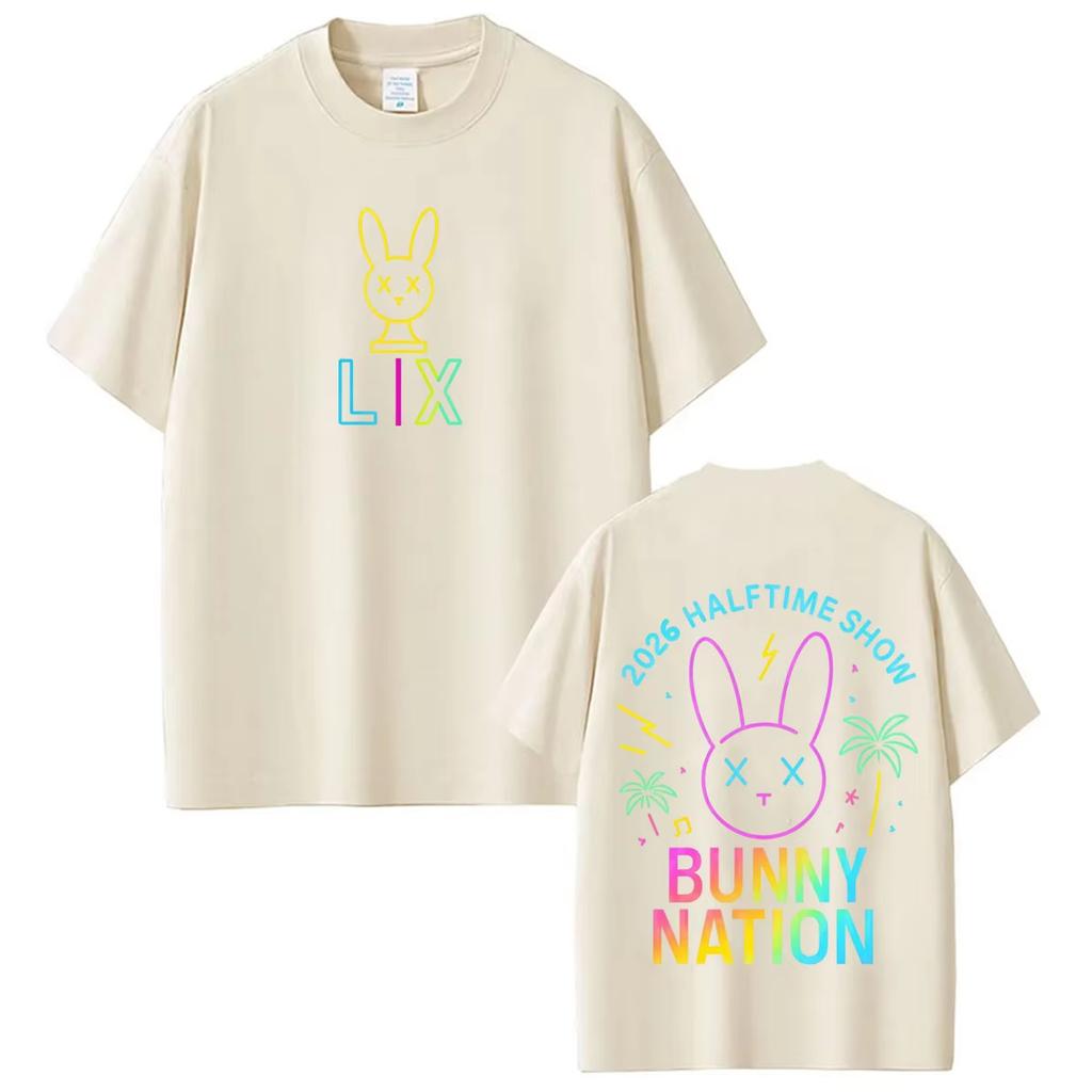 Bad Bunny 2026 Tour Concert Pattern Aesthetic Loose Cotton Hip Hop Short Sleeve Casual Unisex And Unisex TShirt
