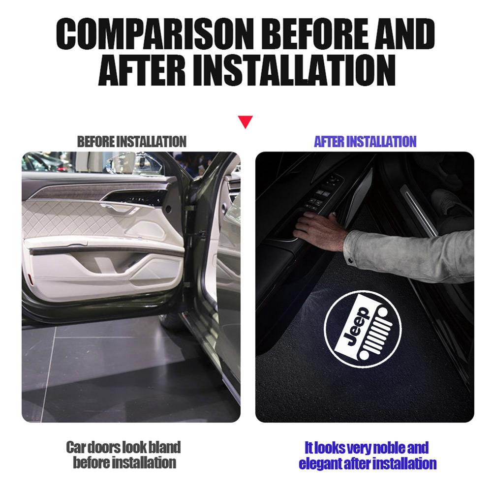 Car Door Welcome Laser Led Projector Wireless Logo Light For Jeep Grand Cherokee Wrangler JK Gladiator Compass Renegade Styling AKO1