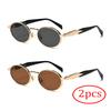1/2pcs New Small Frame Metal Oval Sunglasses For Women And Men, High-End Retro Steampunk Sun Glasses