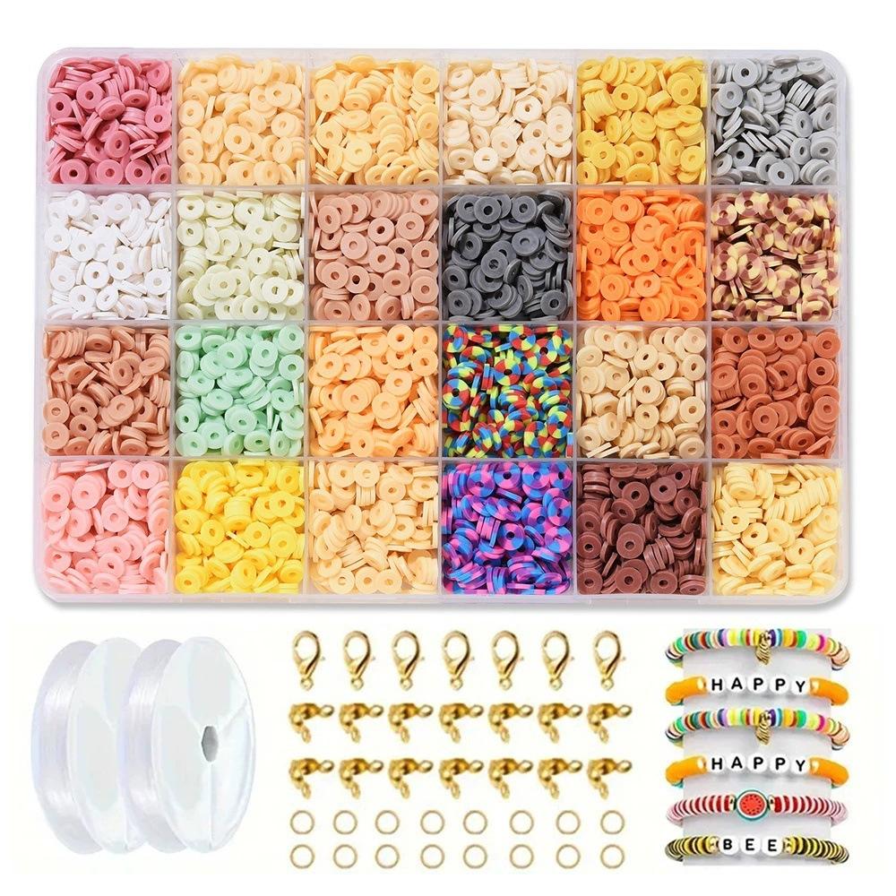 24 Grid Diy Soft Pottery Color Disc Set Decorative Beads, Handmade Bracelet Jewelry Accessories