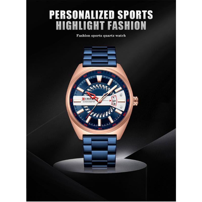 CURREN New Top Men's Watches Calendar Steel Band Quartz -off Business Creative Male Watch