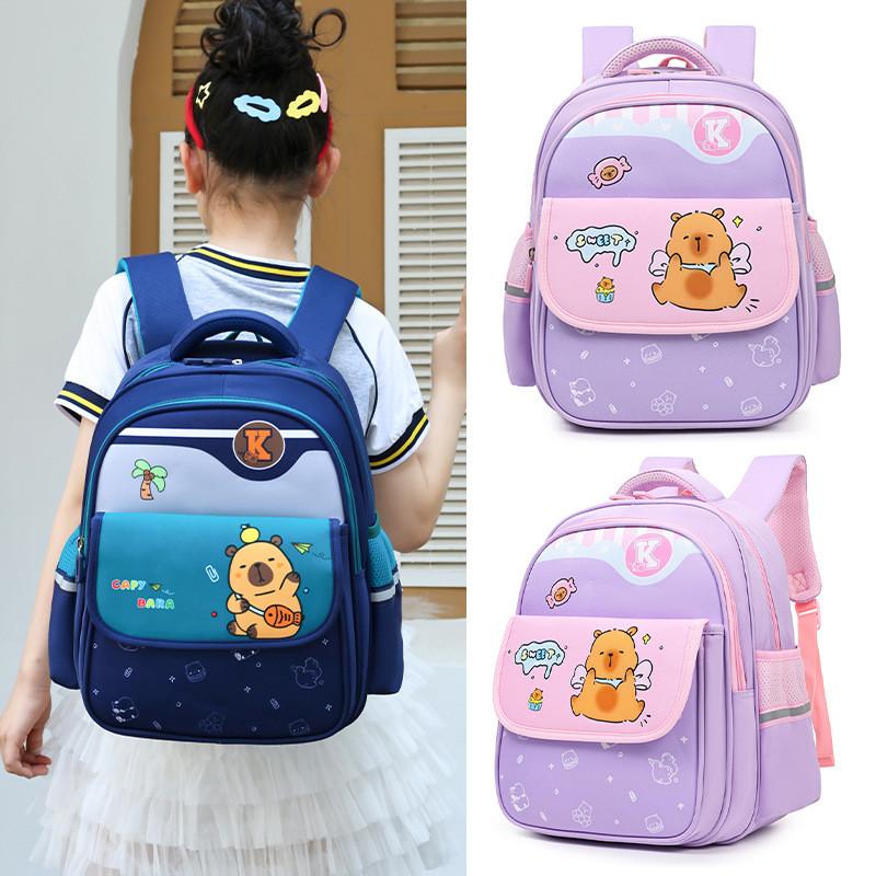 Kids Capybara Cartoon Lightweight Kindergarten Backpack For Student School Days