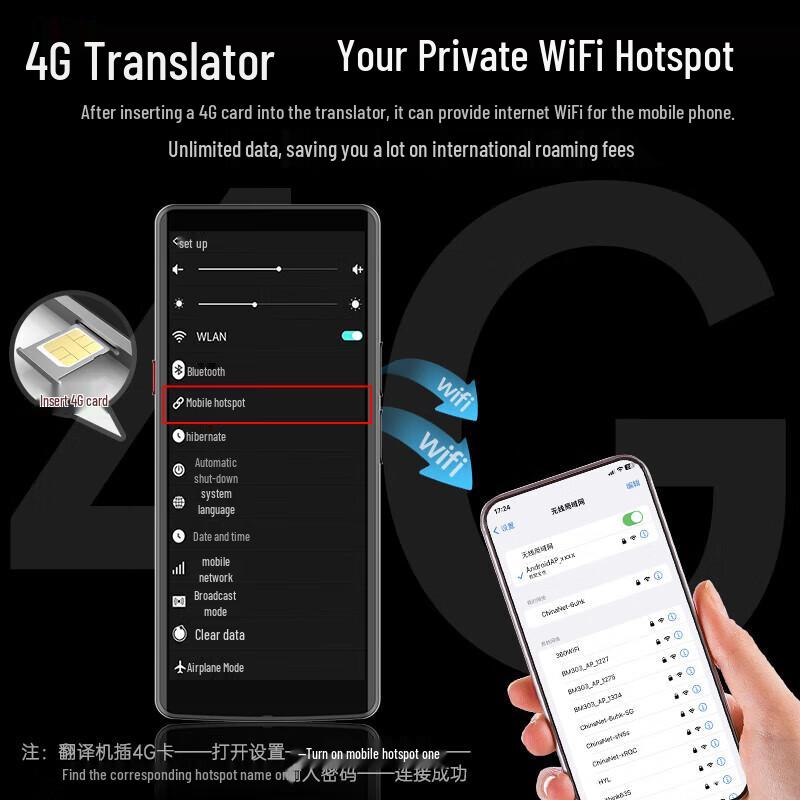 Aigo chat5.0 4G AI Multi-Language Translator CN plug (adapter included)