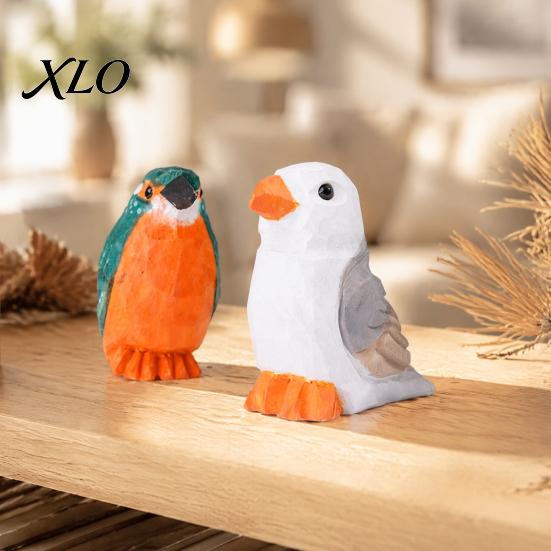 Artistic Niche Home Accents Hand Carved Basswood Bird Ornament, Cute Wooden Animal Figures, Handcrafted Toys for Children Compact Size Statues Desktop