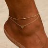 Heart-shaped Summer Butterfly Anklet Double Layer Layered Foot Ankle Bracelet Personalities   Beach