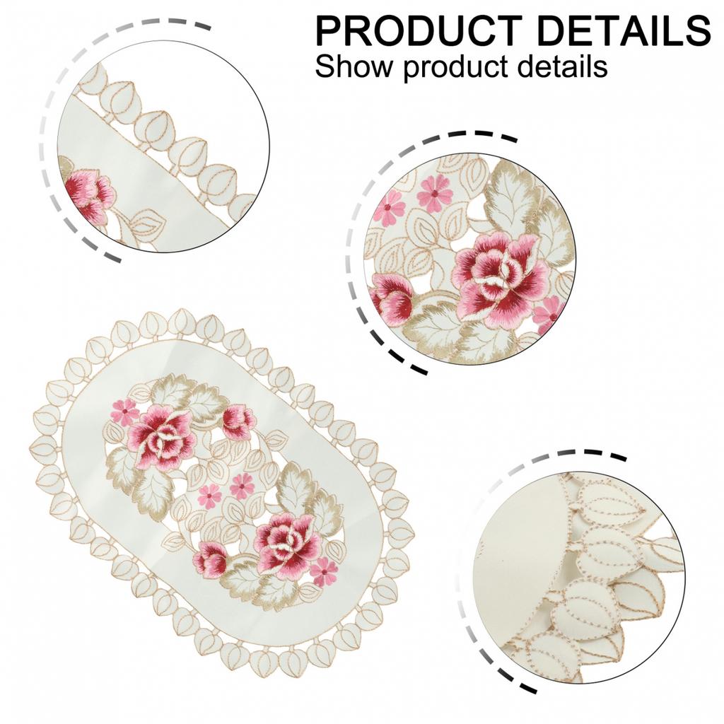 Kitchen Dining Table Place Mats Embroidered Floral Lace Doily Placemat 30*45cm