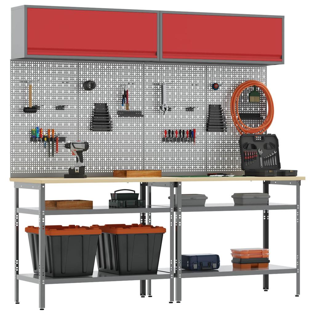 Workbench Set 8 pcs Red and Grey Powder Coated Steel