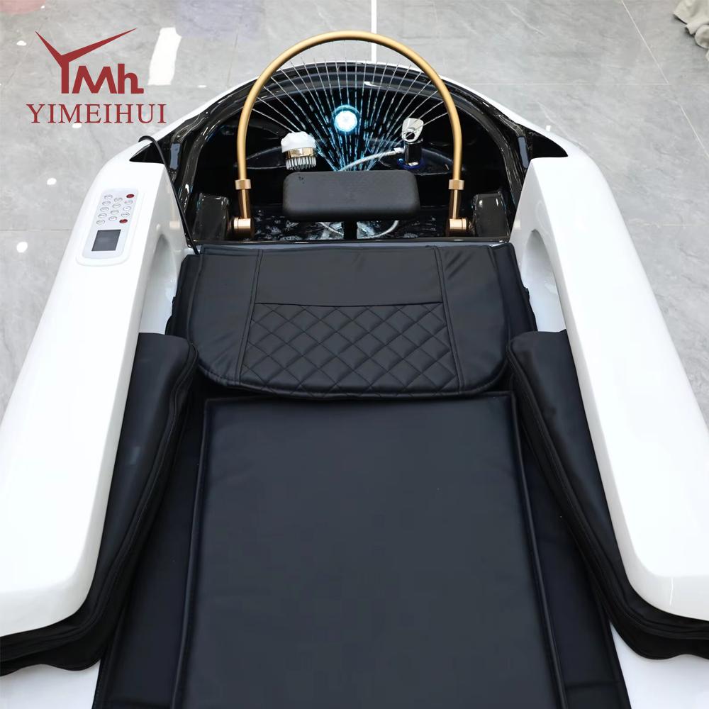 Salon Head Spa Shampoo Massage Bed Synthetic Leather Head Therapy Bed Automatic Massage Shampoo Chair Hair Spa Equipment