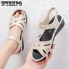 Women's Sandals Large Size Summer Flat Bottom Sandals Middle-aged Soft Bottom Sandals Mom Shoes