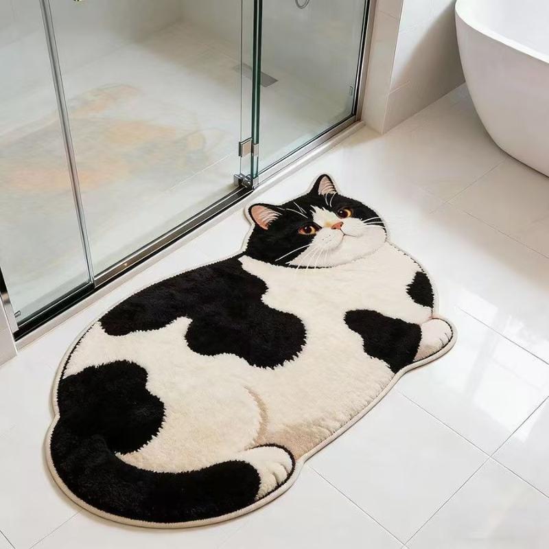 Quick Drying Cat Shaped Diatomite Bath Mat Ensures Non Slip Stability