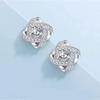 S925 Sterling Silver Four-Leaf Clover Zircon Stud Earrings with Diamonds - Charming, Cute Christmas Gift