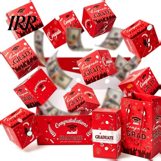 Jumping Red Envelope Bouncy Graduation Gift Box with Surprise Pop Up, High School College for Graduation, Exploding Money Party Decor Class of