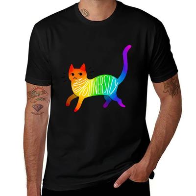 Футболка с котом про нейроразнообразие t-shirt для мужчины 100 процентов хлопок футболки для мужчины приталенная футболка