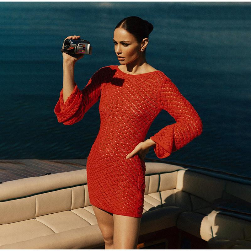 Женское трикотажное платье с длинным рукавом и открытой спиной, весна-лето 2025, пляжное бикини, туника, ажурный вязаный купальник, женский купальник