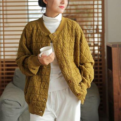 Johnature женские стеганые пальто с длинными рукавами, свободные однотонные повседневные одежды, зимнее удобное пальто из смесового хлопка