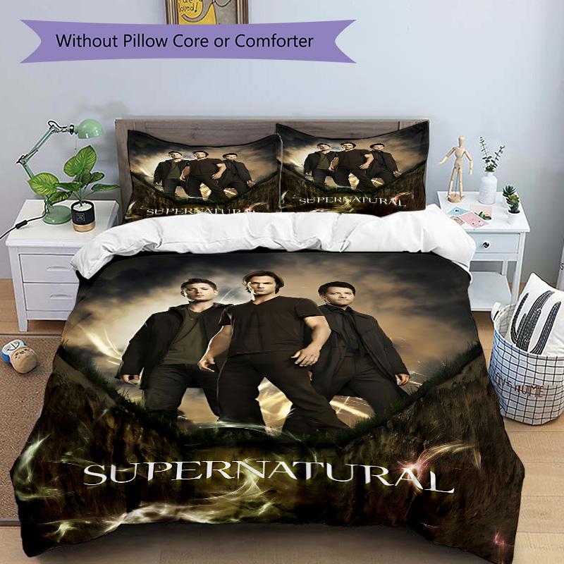 Supernatural Three Heroes Print 3Pcs Bedding Setduvet Cover With 2 Bedropillowcase Home Birthday Gift