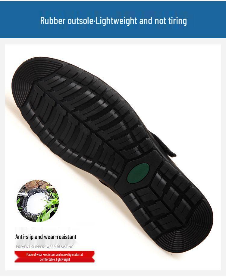 Мужские кожаные сандалии для вождения на мягкой подошве - деловой кэжуал, полый дизайн для среднего и пожилого возраста