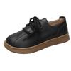 Shallow Lace-up Student Small Leather Shoes Fashionable Soft-soled Platform Doudou Shoes 2025 Spring New Women's Single Shoes