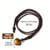 two-piece set, round natural tiger's eye necklace,, adjustable braided rope natural stone pendant necklace + natural stone bracelet, Valentine's Day