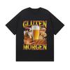 Gluten Morgen Смешная футболка с мемом про непереносимость глютена Мужская Женская Свободная футболка с круглым вырезом и коротким рукавом Винтажные Свободные хлопковые футболки