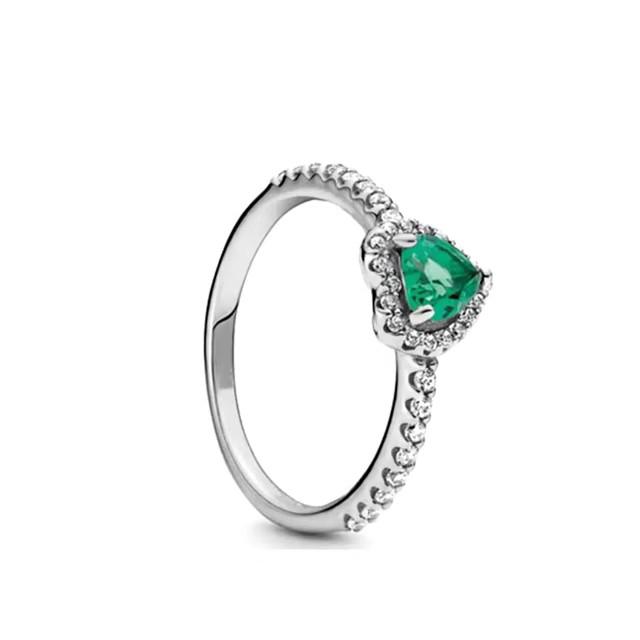 New 925 Silver Charm Pink Blue Green Black Heart-shaped Rings Women Rings Fine Jewelry Fashion Mother Gifts