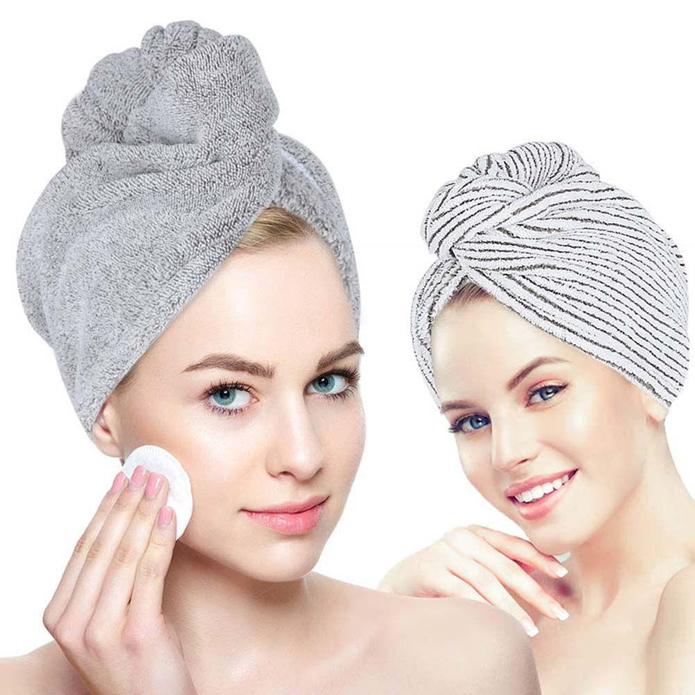Girl Drying Turban Wrap Hair Bamboo Fiber Microfiber Shower Caps Hair Hat Towel Cap Bathing Cap