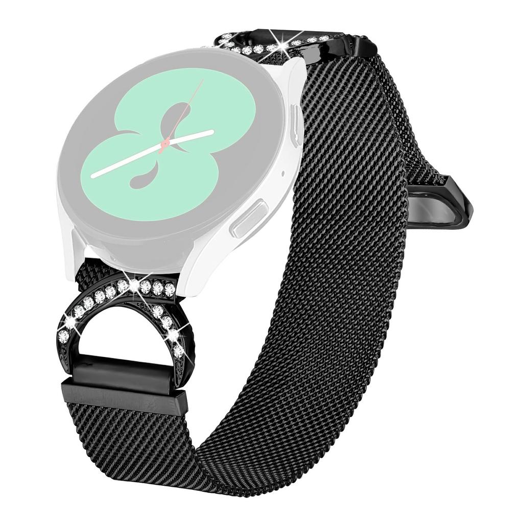 For Garmin Forerunner 245 Music/Forerunner 245 Watch Band Milanese Metal Strap Rhinestone Decor